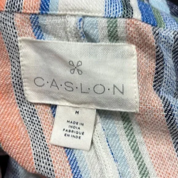 Caslon Linen Blazer Jacket sz M Striped Boyfriend Fit NEW - Picture 7 of 8